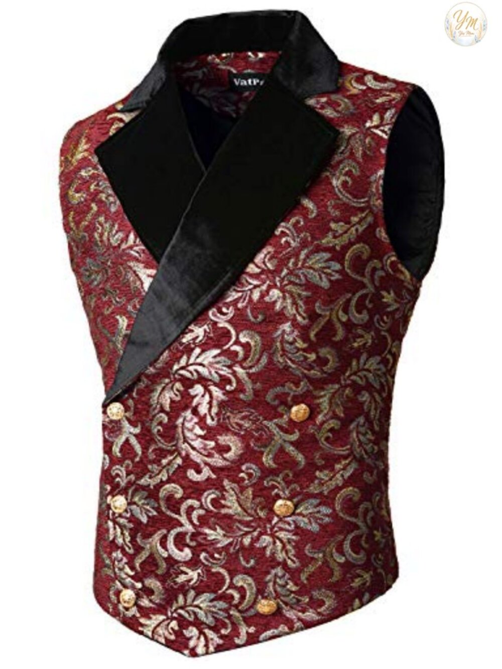 Mens Victorian Double Breasted Vest Gothic Steampunk Waistcoat